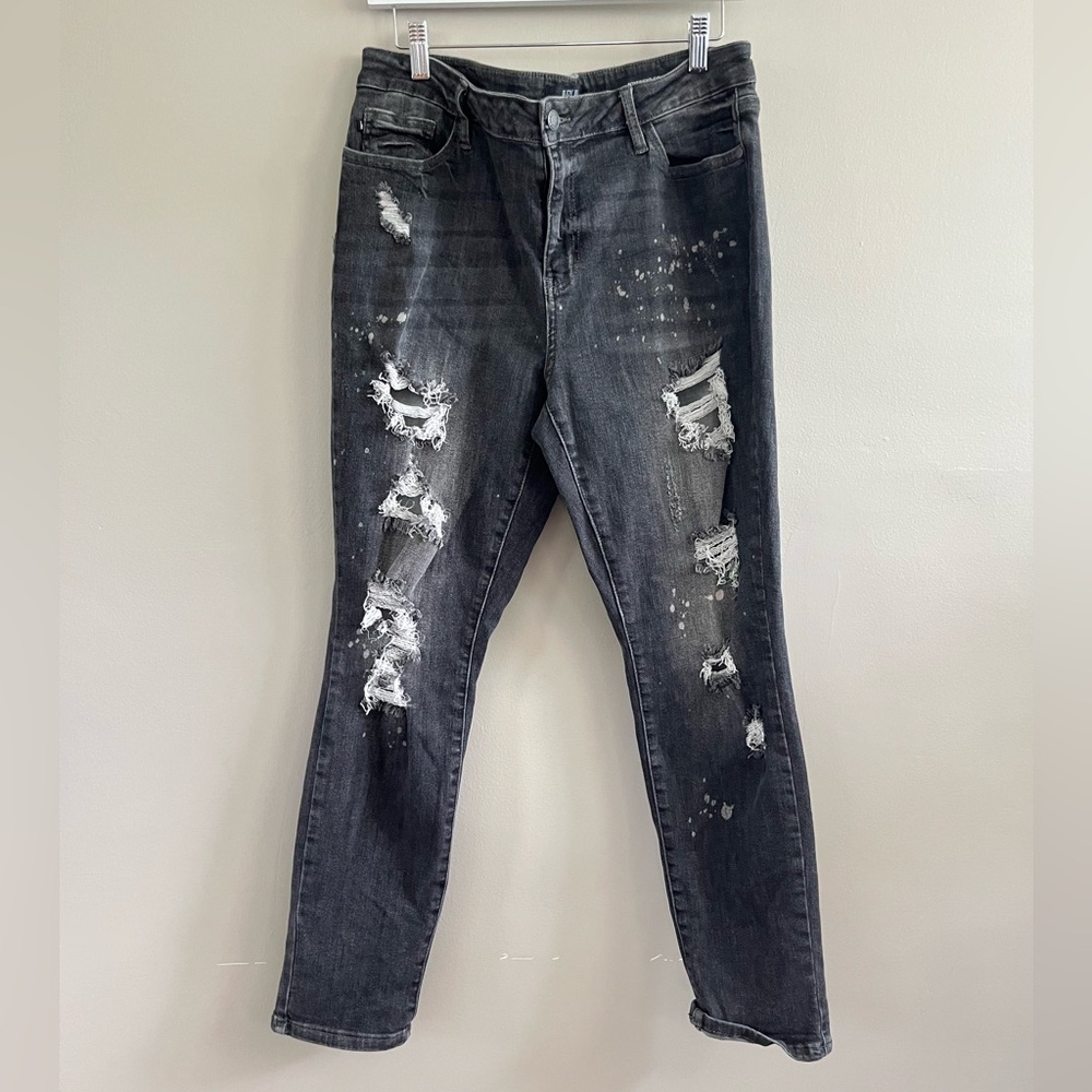 Just Blue Distressed Jeans Black Grey Boyfriend Fit Size‎ 32